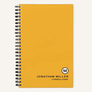 Minimalistischer, moderner Monogram-Gelber Spiral Notizbuch