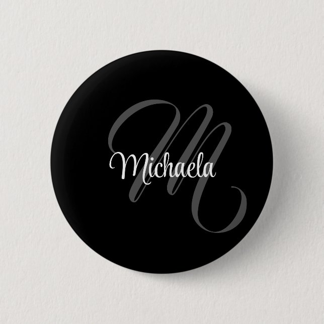 Minimalistischer moderner Monogramm-Anfangsname Button (Vorderseite)
