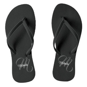 Minimalistischer moderner Monogramm-Anfangsname Flip Flops