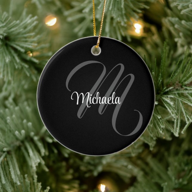 Minimalistischer moderner Monogramm-Anfangsname Keramik Ornament (Baum)