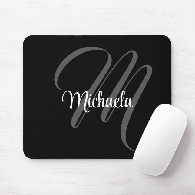 Minimalistischer moderner Monogramm-Anfangsname Mousepad (Mit Mouse)