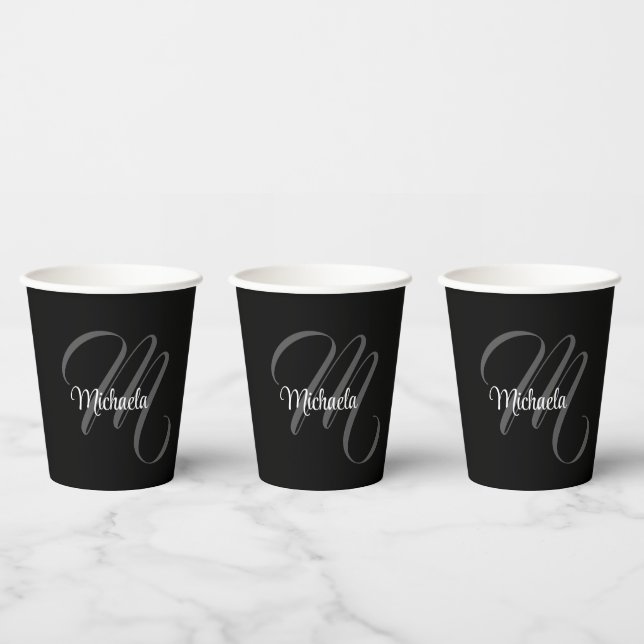 Minimalistischer moderner Monogramm-Anfangsname Pappbecher (Multi)