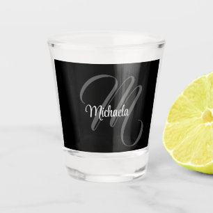 Minimalistischer moderner Monogramm-Anfangsname Schnapsglas