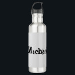 Minimalistischer moderner Monogramm-Name schwarz g Edelstahlflasche<br><div class="desc">Minimalistische moderne Monogramm Name schwarz grau. Personalisierbarer individuelle Name in schwarz auf grau.</div>