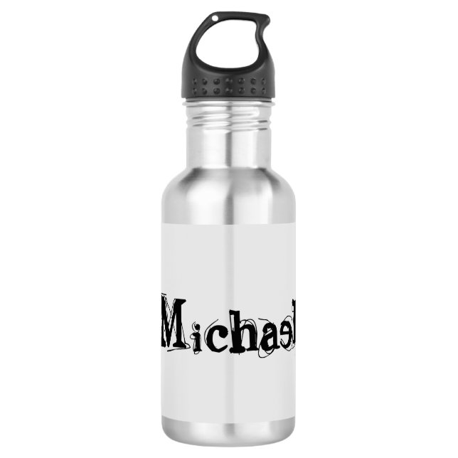 Minimalistischer moderner Monogramm-Name schwarz g Edelstahlflasche (Vorderseite)