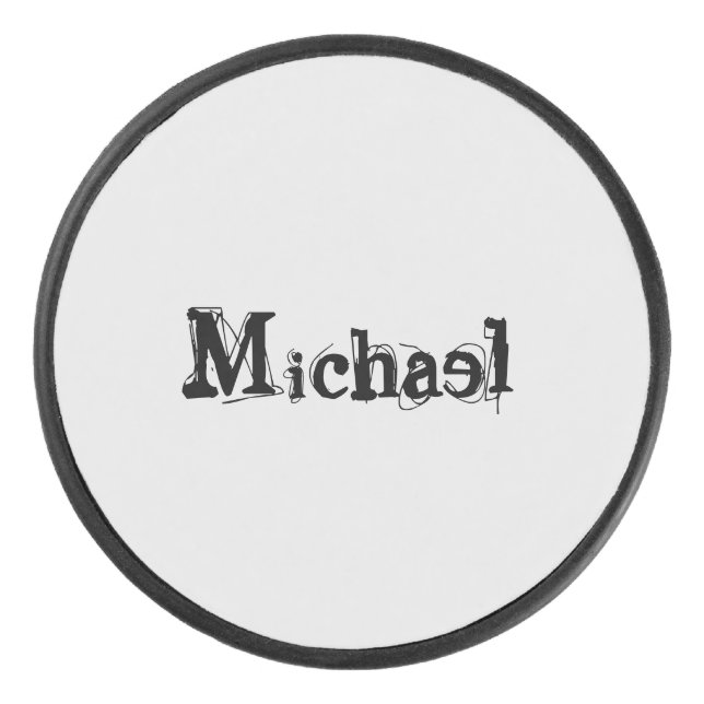 Minimalistischer moderner Monogramm-Name schwarz g Eishockey Puck (Vorderseite)