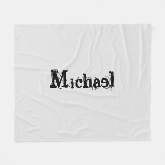 Minimalistischer moderner Monogramm-Name schwarz g Fleecedecke (Vorderseite (Horizontal))