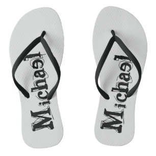 Minimalistischer moderner Monogramm-Name schwarz g Flip Flops