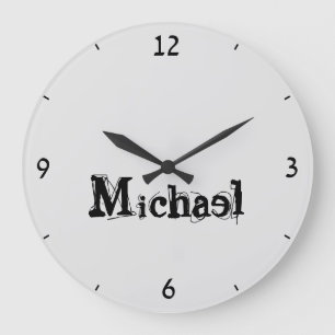 Minimalistischer moderner Monogramm-Name schwarz g Große Wanduhr