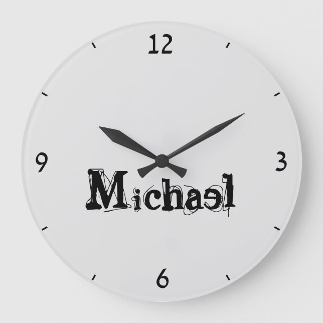 Minimalistischer moderner Monogramm-Name schwarz g Große Wanduhr (Vorderseite)