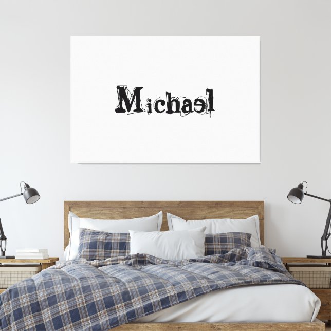 Minimalistischer moderner Monogramm-Name schwarz g Leinwanddruck (Insitu (Schlafzimmer))