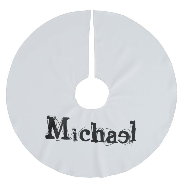 Minimalistischer moderner Monogramm-Name schwarz g Polyester Weihnachtsbaumdecke (Vorderseite)