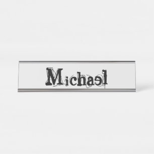 Minimalistischer moderner Monogramm-Name schwarz g Schreibtischnamensplakette