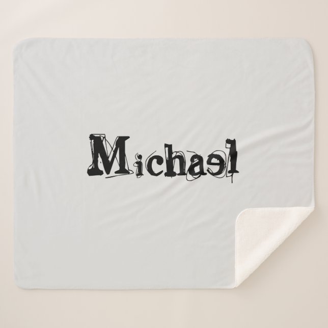 Minimalistischer moderner Monogramm-Name schwarz g Sherpadecke (Vorderseite (Horizontal))