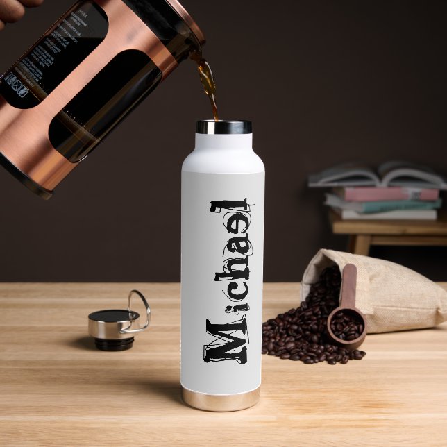 Minimalistischer moderner Monogramm-Name schwarz g Trinkflasche (Kaffee)