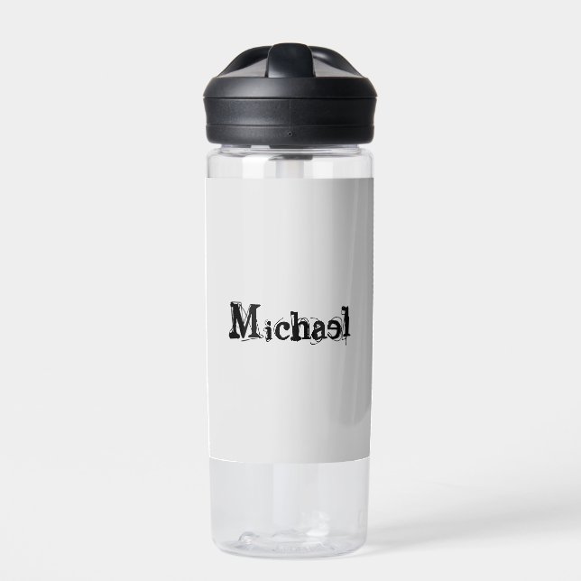 Minimalistischer moderner Monogramm-Name schwarz g Trinkflasche (Vorderseite)