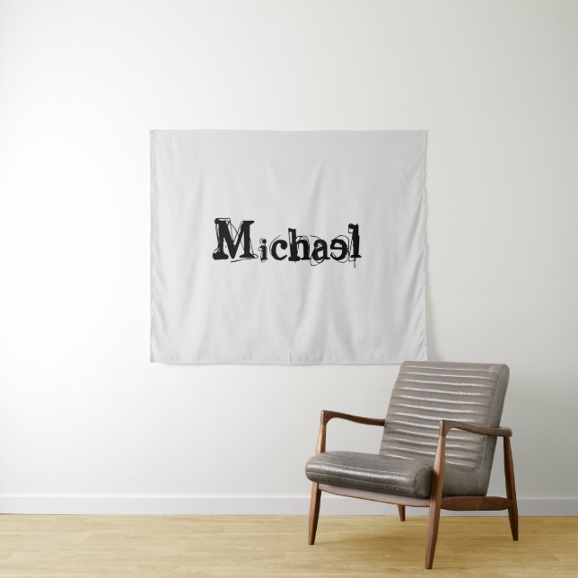 Minimalistischer moderner Monogramm-Name schwarz g Wandteppich (Beispiel (Horizontal))