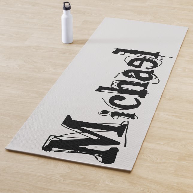 Minimalistischer moderner Monogramm-Name schwarz g Yogamatte (Beispiel)