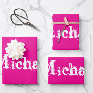 Minimalistischer moderner Monogramm-Name weiß heiß Geschenkpapier Set