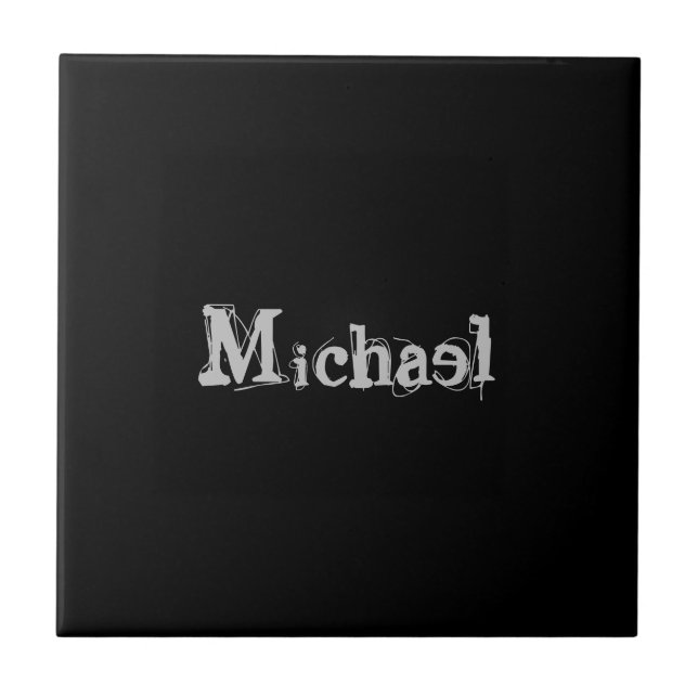 Minimalistischer moderner Monogrammname Schwarz-we Fliese (Vorderseite)