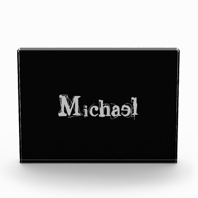 Minimalistischer moderner Monogrammname Schwarz-we Fotoblock (Vorderseite)