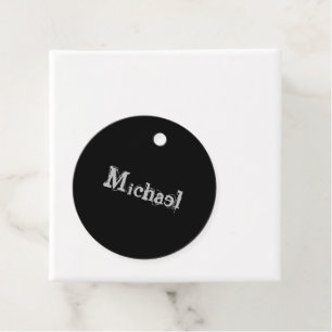 Minimalistischer moderner Monogrammname Schwarz-we Geschenkanhänger