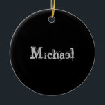 Minimalistischer moderner Monogrammname Schwarz-we Keramik Ornament<br><div class="desc">Minimalistischer moderner Monogrammname Schwarz-weiß. Anpassbarer individuelle Name in schwarzer Farbe.</div>