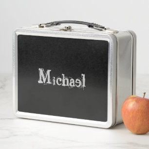 Minimalistischer moderner Monogrammname Schwarz-we Metall Brotdose