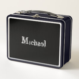 Minimalistischer moderner Monogrammname Schwarz-we Metall Brotdose