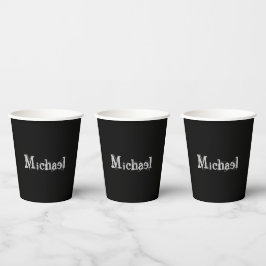 Minimalistischer moderner Monogrammname Schwarz-we Pappbecher