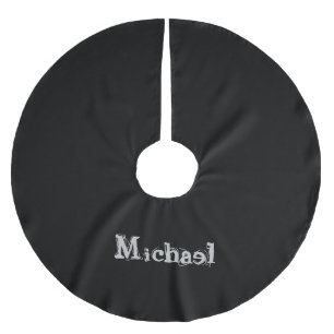 Minimalistischer moderner Monogrammname Schwarz-we Polyester Weihnachtsbaumdecke