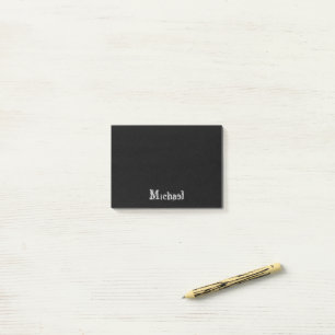 Minimalistischer moderner Monogrammname Schwarz-we Post-it Klebezettel