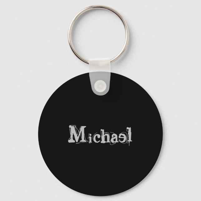Minimalistischer moderner Monogrammname Schwarz-we Schlüsselanhänger (Vorderseite)