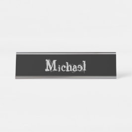 Minimalistischer moderner Monogrammname Schwarz-we Schreibtischnamensplakette
