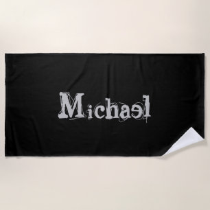 Minimalistischer moderner Monogrammname Schwarz-we Strandtuch