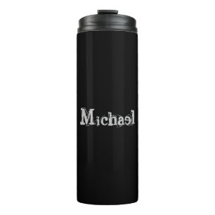 Minimalistischer moderner Monogrammname Schwarz-we Thermosbecher