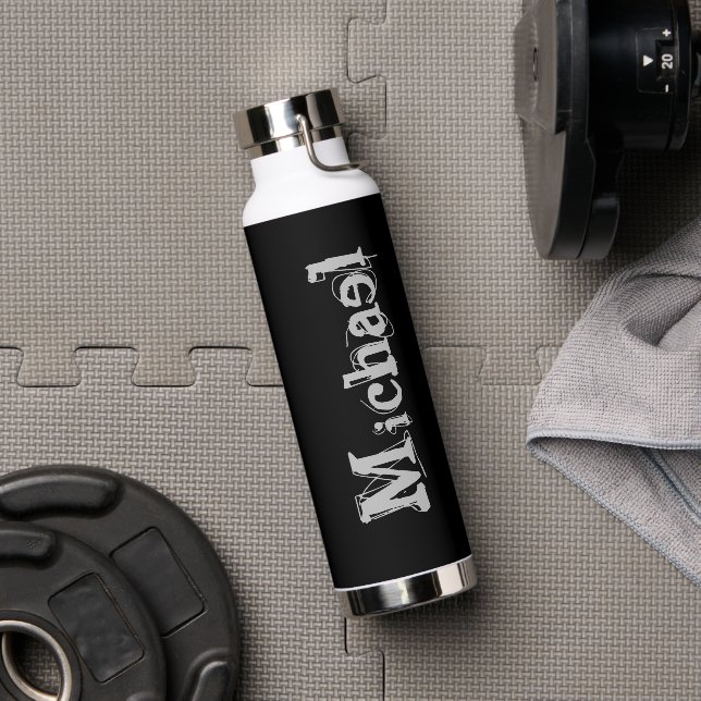 Minimalistischer moderner Monogrammname Schwarz-we Trinkflasche (Fitnessstudio)