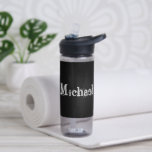 Minimalistischer moderner Monogrammname Schwarz-we Trinkflasche<br><div class="desc">Minimalistischer moderner Monogrammname Schwarz-weiß. Anpassbarer individuelle Name in schwarzer Farbe.</div>