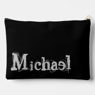 Minimalistischer moderner Monogrammname Schwarz-we Zubehörtasche