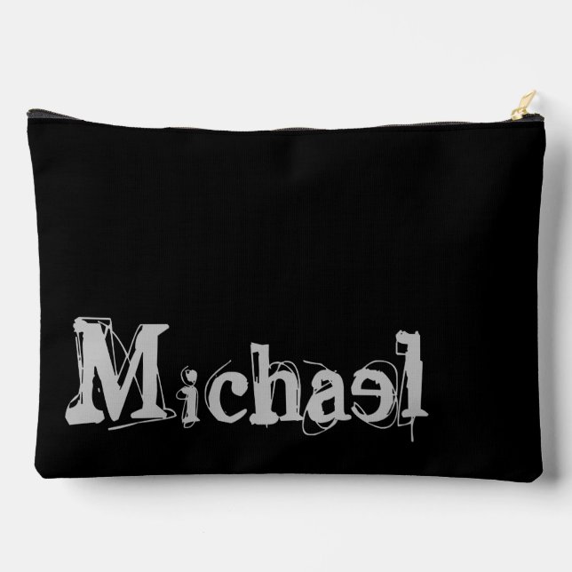 Minimalistischer moderner Monogrammname Schwarz-we Zubehörtasche (Rückseite)