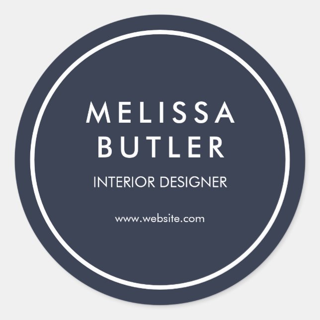 Minimalistischer, moderner Navy Blue Classic Round Runder Aufkleber (Vorderseite)