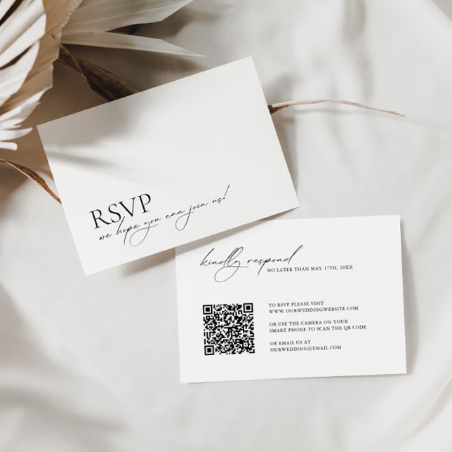 Minimalistischer moderner QR-Code Hochzeit RSVP Karte (Von Creator hochgeladen)