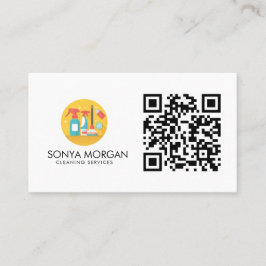 Minimalistischer moderner Reinigungsservice QR-Cod Visitenkarte