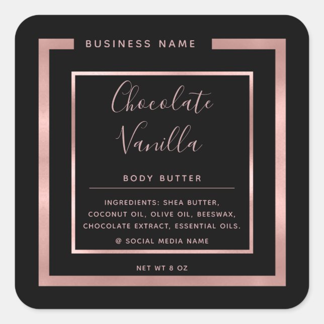 Minimalistischer, moderner Rose Quadratischer Aufkleber (Vorderseite)