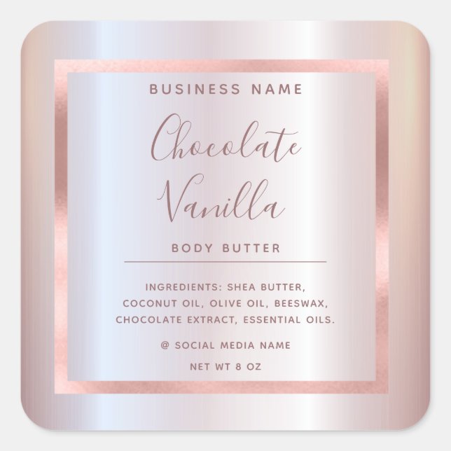 Minimalistischer, moderner Rose Quadratischer Aufkleber (Vorderseite)