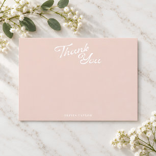Minimalistischer moderner Rosé-Vintage-Script Baby Dankeskarte