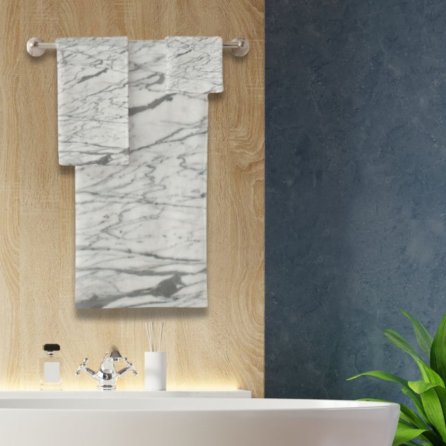 minimalistischer, moderner, schick-grau Marmor Badhandtuch Set (minimalist stylish modern chic grey marble bath towel set)