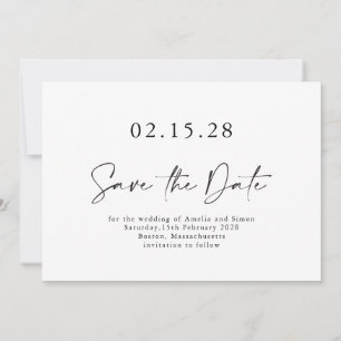 Minimalistischer moderner Schriftart Schwarz-weiß  Save The Date