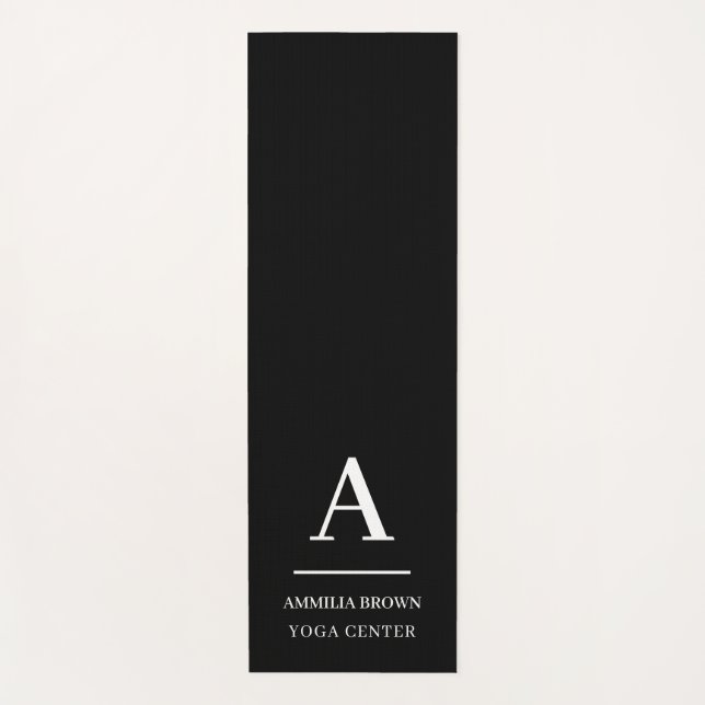 Minimalistischer moderner Schwarz-Weiß-Monogramm-S Yogamatte (Vorderseite)