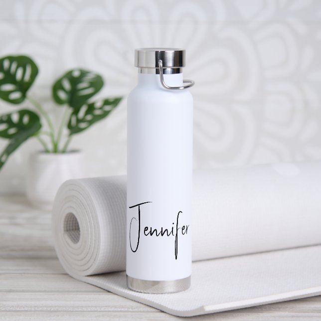 Minimalistischer, moderner Schwarz-weißer Skriptna Trinkflasche (Yoga)